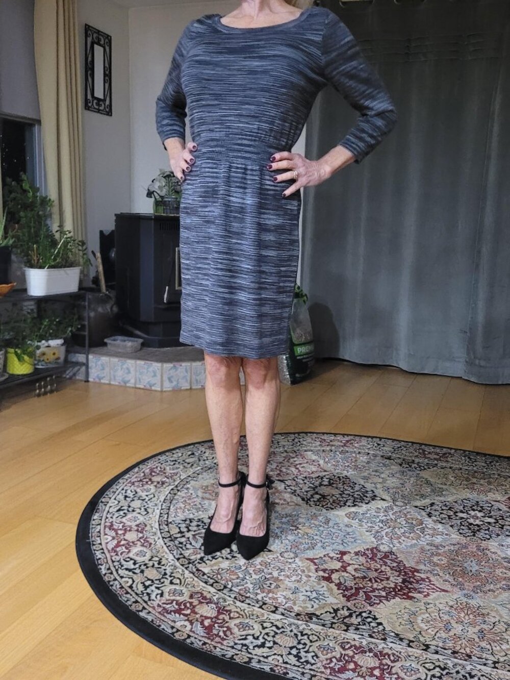 Loft Light and Dark Grey Light Sweater Dress